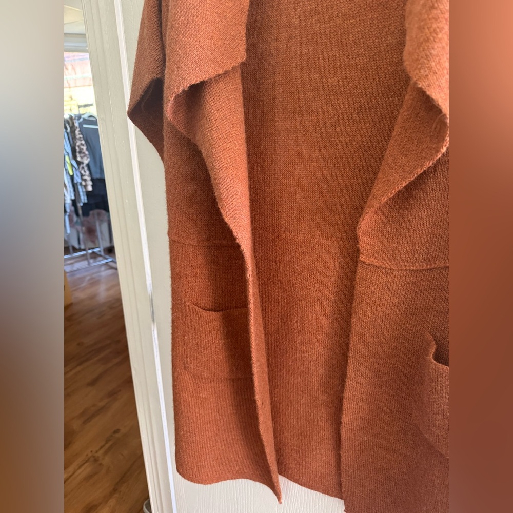 Anthropologie Maison Pholya Italian Alpaca Wool Blend Cardigan XS Luxury Orange - Picture 5 of 6